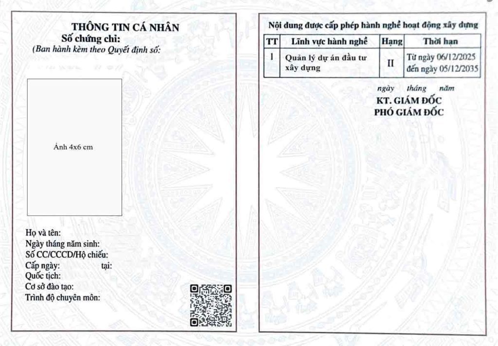 chứng chỉ hành nghề quản lý dự án